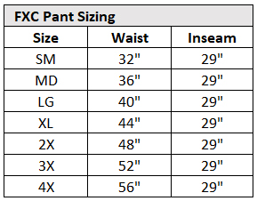 FXC Pant Sizing