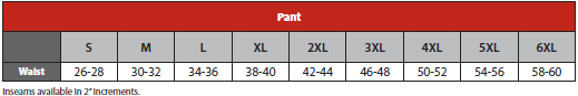 Lakeland Wildland Dual Pants Size Chart