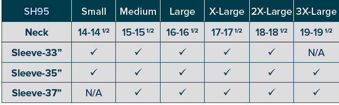 SH95-5505 Shirt Size Chart