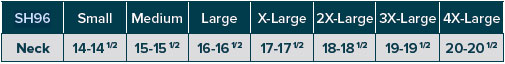 SH96-5520 Shirt Size Chart