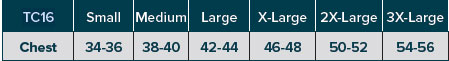 TC16-5505 Coat Size Chart