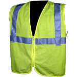 Dicke V31 Safety Vests, Class 2, 2" Silver Stripes - Lime Mesh, Zipper