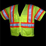 Dicke V155 Economy Class 3 Vest, Lime Mesh 4" Triple Trim Stripes