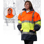 Dicke J5200 Lime/Orange/Navy Parka Jacket - Liner, 2" Stripes