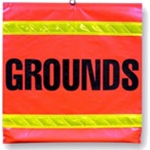 Dicke 1016-GDS Grounds Flag, 16" sq. Orange Vinyl with Reflective Lime Stripes