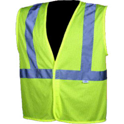 Dicke V30 Safety Vests, Class 2, 2" Silver Stripes - Lime Mesh, Hook and Loop