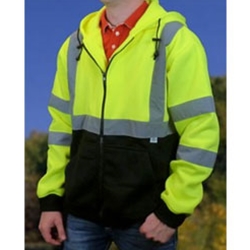 Dicke SZ150 Hooded Sweat Shirts, Class 3, Black Bottom, Lime Yellow - Zipper