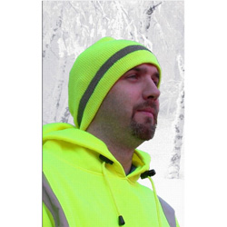 Dicke SC100 Lime Skull Cap with Silver Reflective Stripe