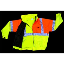 Dicke J4211 Bomber Jackets, Class 3 - Orange/Lime,  Removable Fleece Liner