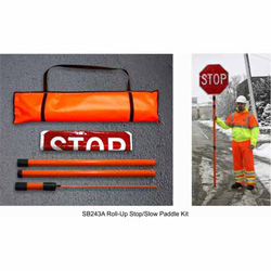 Dicke SB243A6 Roll Up Stop/Slow Paddles, Super Bright, 24" - w/ Staff and Case