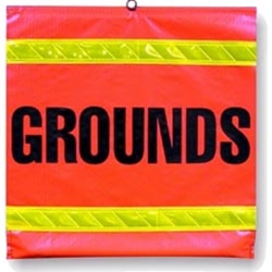 Dicke 1016-GDS Grounds Flag, 16" sq. Orange Vinyl with Reflective Lime Stripes